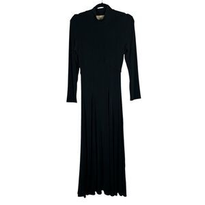 Double D Ranch Black Slinky Long Sleeve Mock Neck Maxi Dress Size XS Goth Witchy